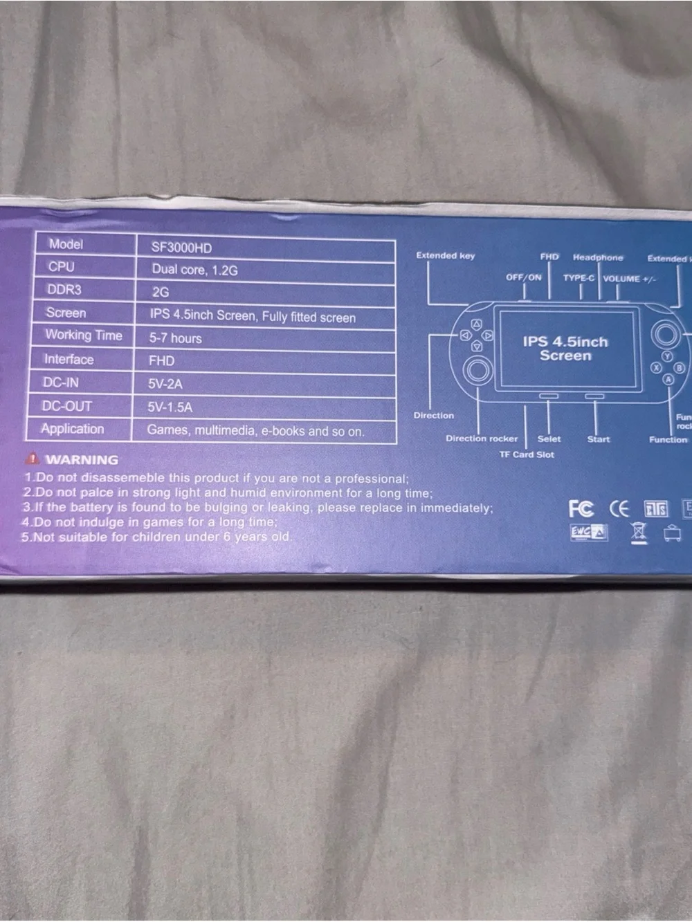 Gray Portable Handheld Gaming Console with 4.5